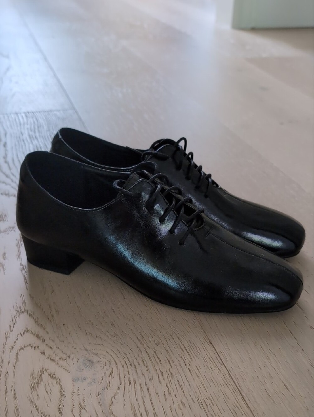 Black Leather Lace-Up Shoes